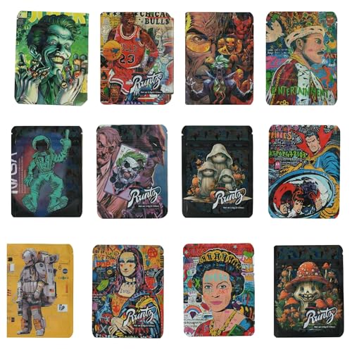 100pcs Mylar Cali Bags Re sealable Aluminum Foil Ziplock Bags 3.5g Smell Proof Food Storage Pouches Heat Seal Packaging Bag for Candy Cookies Snacks Multiple Designs (50)