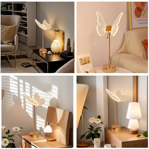 Xqgman BUTTERFLY SHAPE CRYSTAL LED TABLE LAMP 3 Color, Led Flower Table Lamp Elegant Decorative Butterfly Lamp For Bedroom Café Restaurant, Table Desktop Ornament Ambient Lamp thumb #5