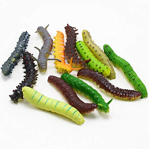 N/C Pupdoge 12 Pcs Caterpillar Toy Animal Figures, Simulated Caterpillar, Multi-Color Fake Caterpillar Insect Set, Great Collectible, Party Favors