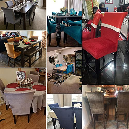 Velvet Dining Chair Cover Spandex Elastic Chair Slipcover Dining Room Chair Covers Seat Case For Wedding Hotel Banquet,Light Coffee,6Pcs #TOP4