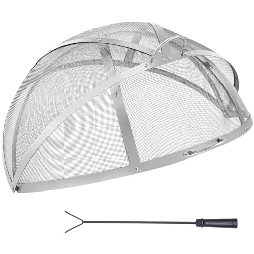 VEVOR Firepit Spark Screen Lid, 36" Diameter, Outdoor Firepit Ring Cover Round Accessories, Fire Pit Metal Cover, Easy-Opening Stainless Steel Fire Ring Covers for Outdoor Patio Fire Pits Backyard by VEVOR - Used condition - US$68.39