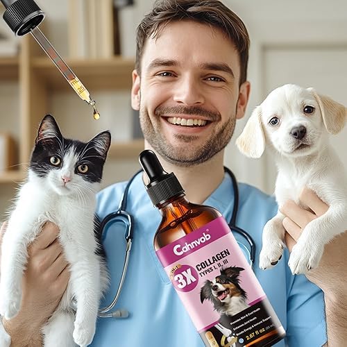 Collagène Liquide Premium pour Chiens et Chats - Hydrolysé d'Élevage au Pâturage - Support Nutritionnel Naturel pour Articulations, Hanches, Peau et Poils