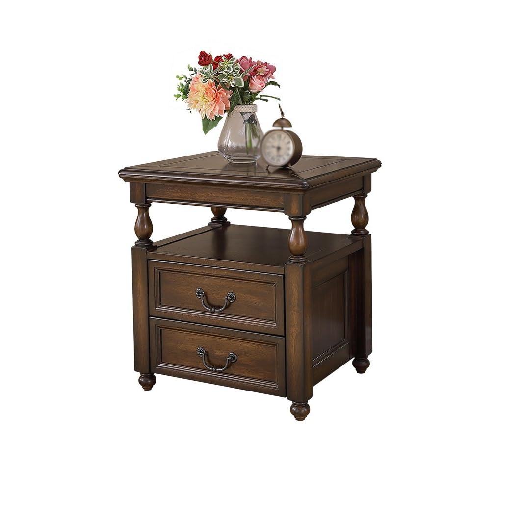 BHGFYXBS Side Tables Bedroom Wooden Bedside Table Bedroom Bedside Two Drawer Storage Cabinet Small Side Cabinet Bedside Tables