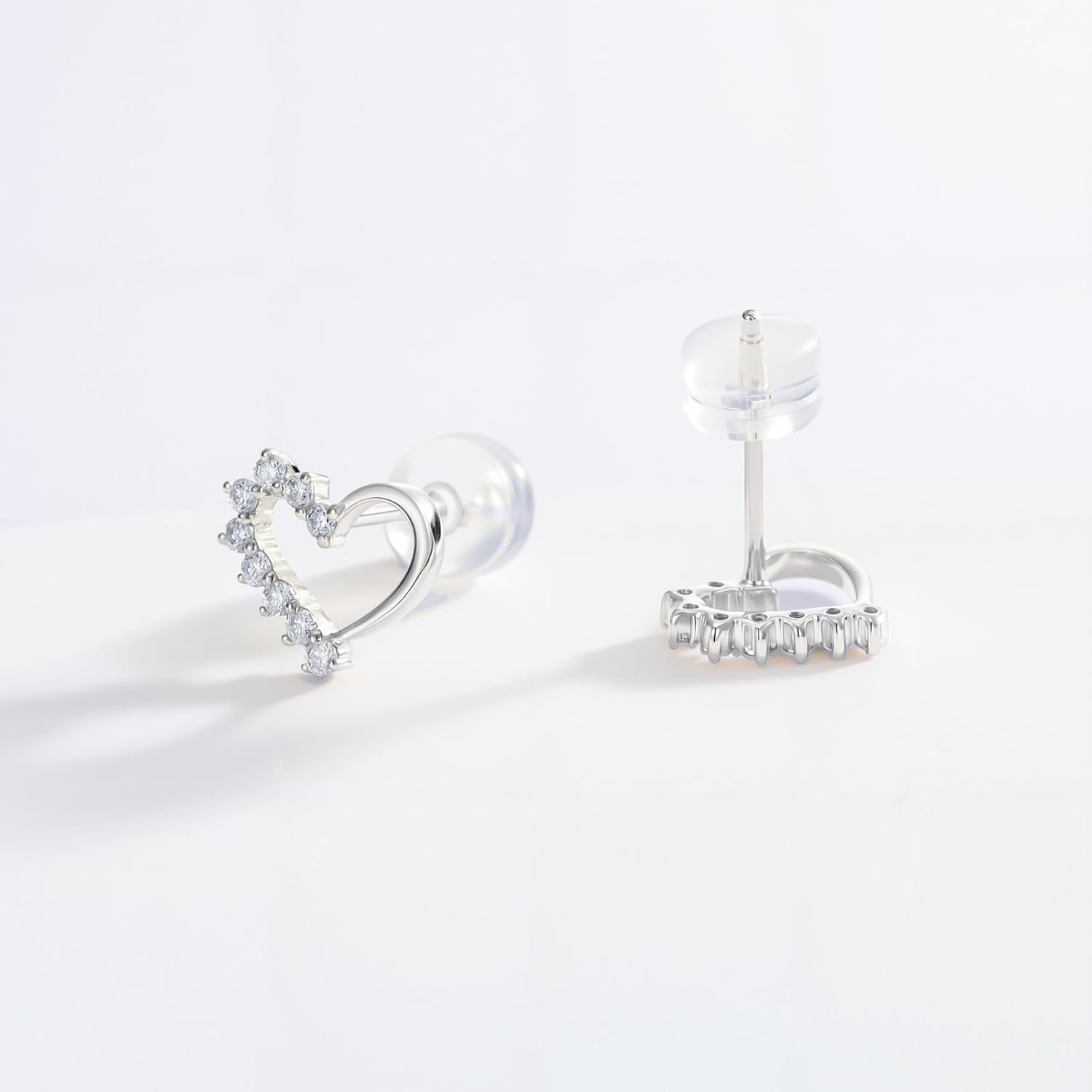 10k Gold 0.14 ct Lab Grown Diamond Heart Stud Earrings for Women, Fine Jewelry Gifts for Her - Image 3