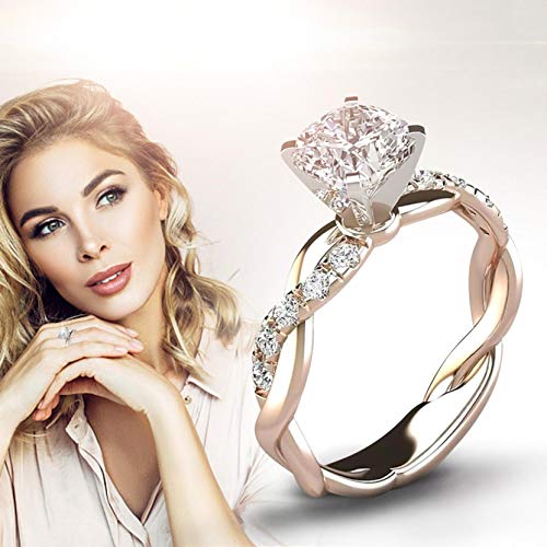 iLH Clearance Deals Rings,Silver Ring Womens Diamond Engagement Wedding Band Rings Jewelry Gift for Moms (Rose Gold, 10) - Thumbnail 2