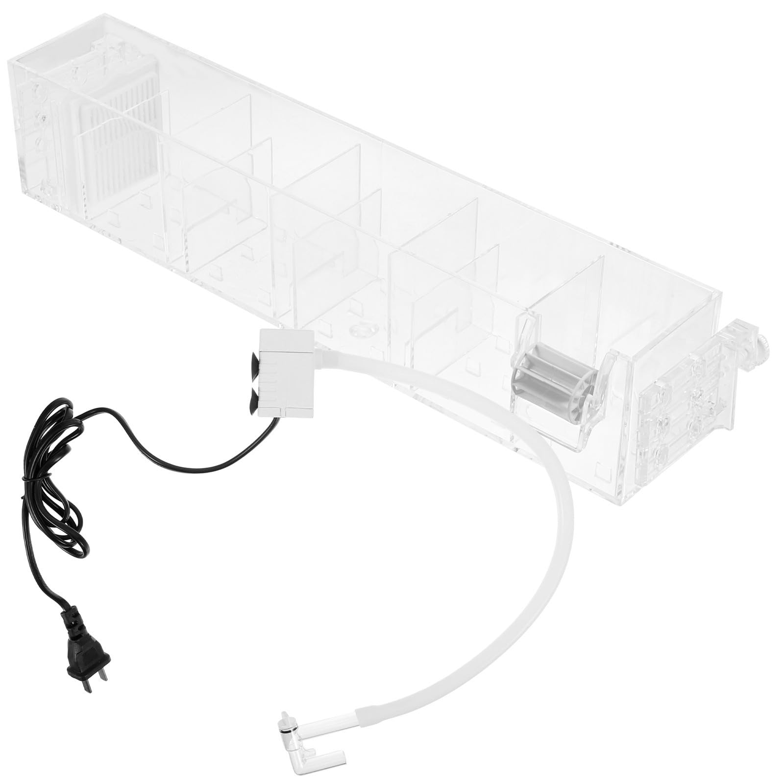 KICHOUSE Acryl Aquarium Filterkasten mit Wasserpumpe und Tropfbox Leiser Außenfilter für Büro und Zuhause Wiederverwendbar mit Klarem Schlichtem Design