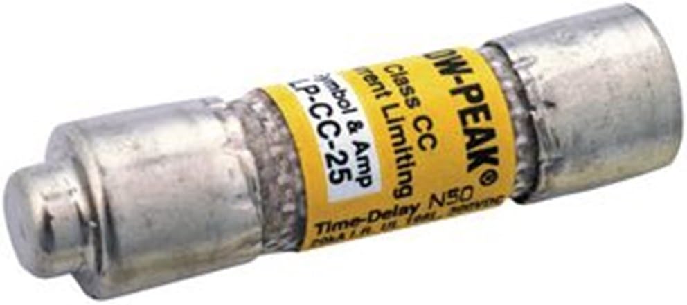 Bussmann LP-CC-25, 25 Amp (25A) 600V Midget,Time Delay, Current Limiting Class CC Rejection Cartridge Fuses