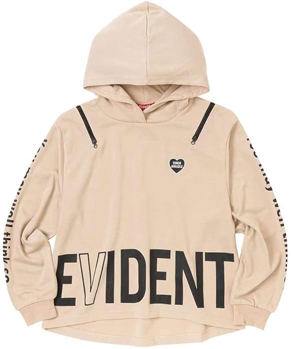 Amazon 子供 女の子 ガールズ パーカー プルオーバー キッズ 肩ジップパーカー トレーナー フード 肩あき 肩ジップ ビックロゴ Jdm ベージュ 150cm トレーナー パーカー 通販