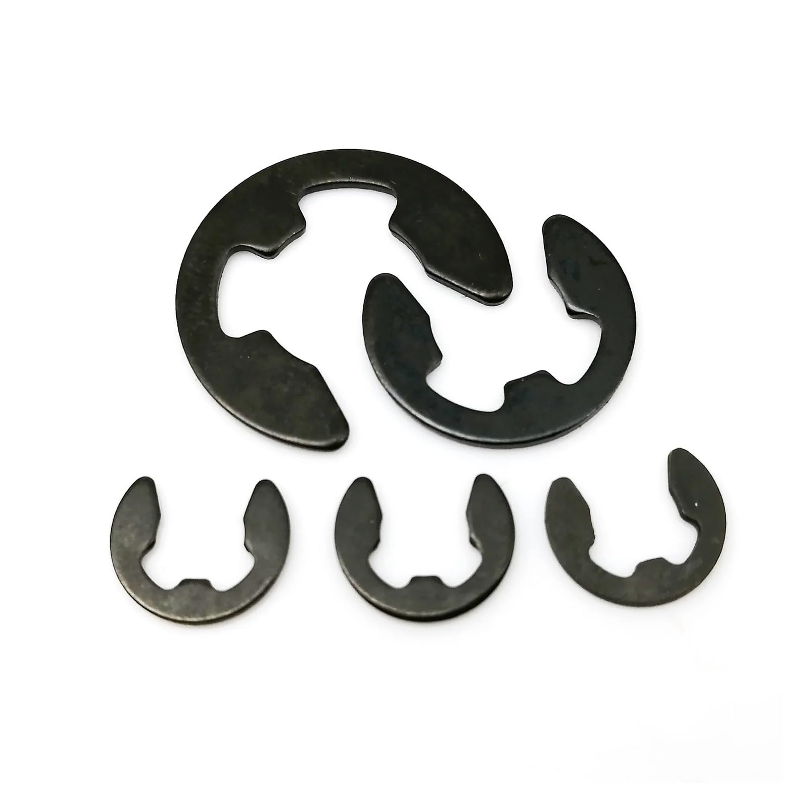 Lksgjsnb One Color 10/50/100Pcs M1.2-M24 Din6799 Black Steel E C Type Shaft External Retaining Ring Split Washer Clip Circlip(M7 50Pcs)