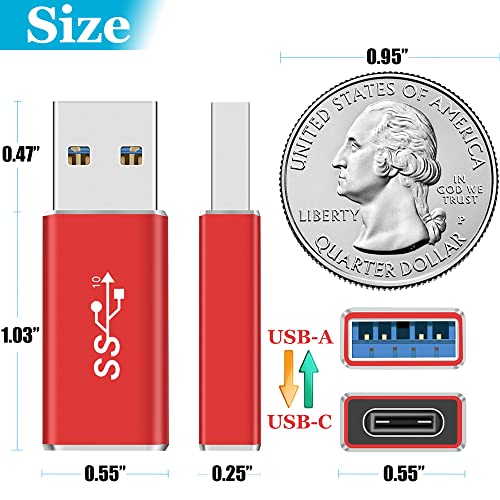 Warmstor 3-Pack USB C Gen 2 Female to USB Male Adapter 10Gbps Support Double Sided Data Transfer & 60W Fast Charging for Apple Watch Ultra iWatch 8 7,iPhone 15 14 13 12 Pro Max Plus, iPad (Red) - Thumbnail 2