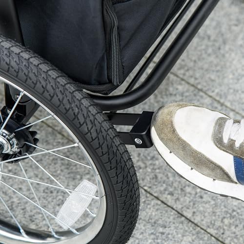 PawHut Hundewagen Hundebuggy mit Netzfenstern, Klappbarer Katzenwagen mit Sicherheitsleine, große Gummiräder für Mittelgroße, Große Hunde bis 30 kg, Oxford, Blau