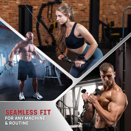 Image of Yes4All Cable Machine Attachment Set, Heavy-Duty 880 Lb LAT Pulldown Attachments, Cable Attachments for Gym, Rubber Handle for Secure Grip, 360 Rotation
