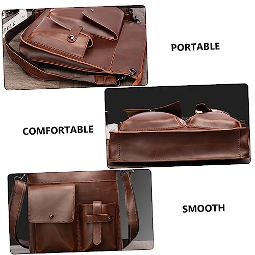NOLITOY Men's Vintage Messenger Bag Large Capacity PU Shoulder Pouch Multi-Purpose Storage Bag for Travel and Work Stylish Crossbody for Men3