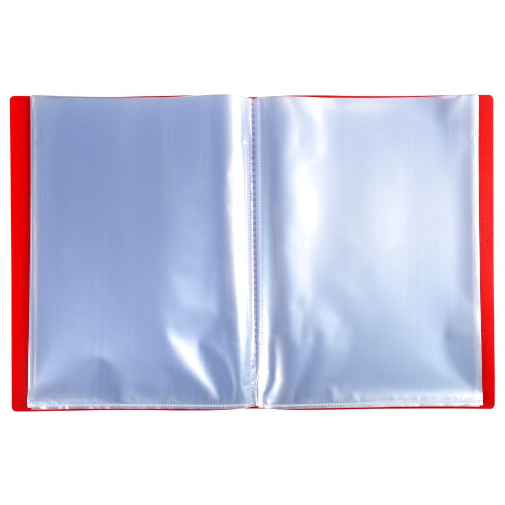 Exacompta - Ref 8825E - Confezione da 20 cartelline Opak - 20 buste trasparenti lisce - 40 facciate - Formato A4 - Dimensioni 24 x 32 cm - Copertina semirigida in polipropilene, colore rosso