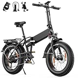 AOIHO Bici Elettrica, 20×4.0" Fat Tire Bici Elettrica Pieghevole, 7 Velocità Bicicletta Elettrica da 48V 624 Wh Batteria Rimovibile, Autonomia di 120 KM, 250W Motore, E-Bike da per Ogni Terreno