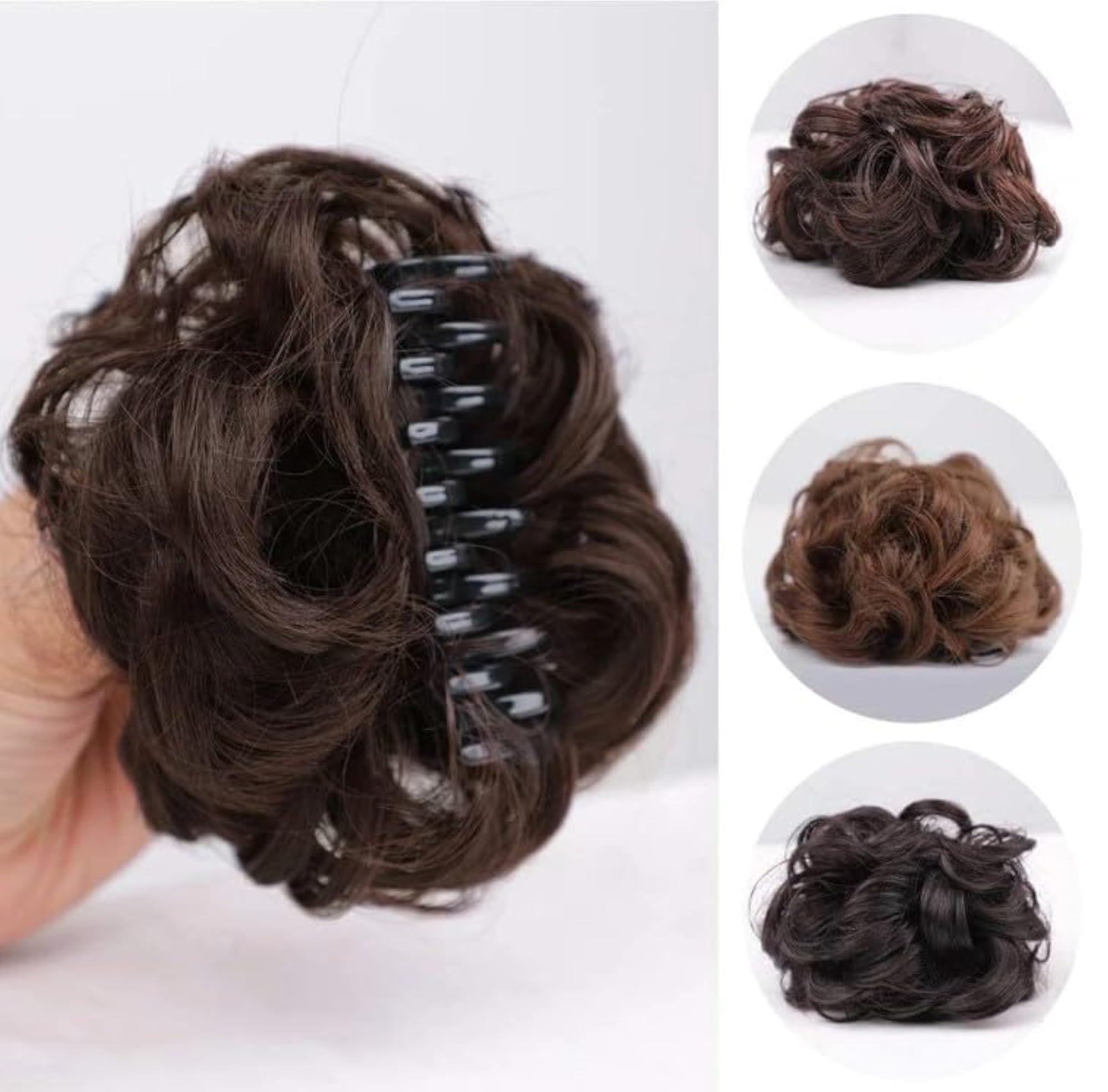 Curly Wavy Messy Bun Hair Piece with Claw Clips
