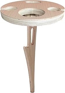 NCONCO Tavolo da vino all'aperto Tavolo da vino pieghevole in legno Porta bottiglia di vino Calice per cortile spiaggia