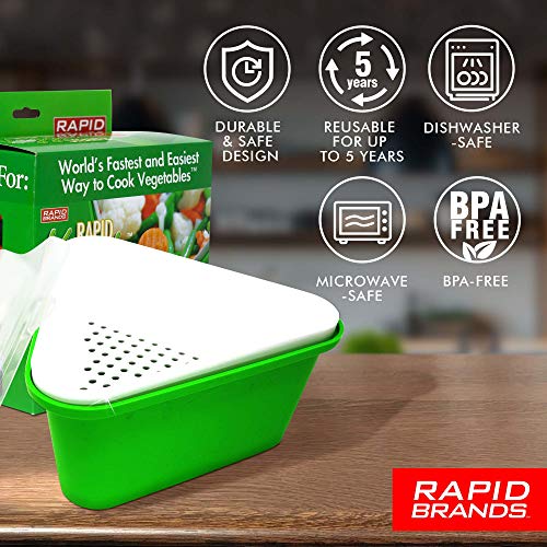 Jen Widerstrom Rapid Veggie Steamer | Microwave Fresh & Frozen Vegetables in Less Than 4 Minutes | Perfect for Dorm, Small Kitchen, or Office | Dishwasher-Safe, Microwaveable, BPA-Free