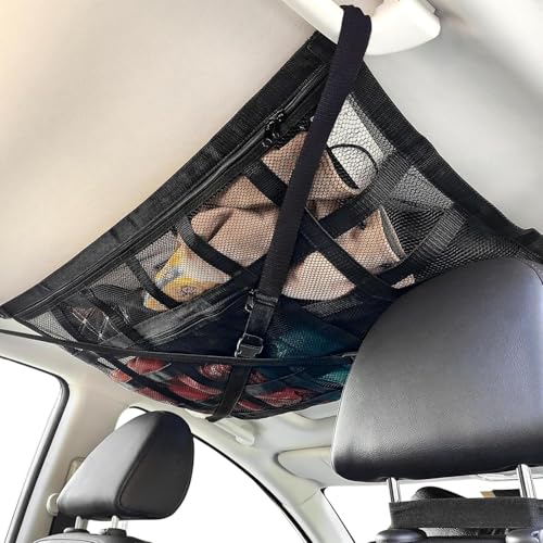 7WUNDERBAR Rete portaoggetti Auto per tettuccio, organizer per coperta, accessorio da campeggio per quattro braccioli sul tetto, Van, SUV, 90 * 65 cm (30 pezzi)