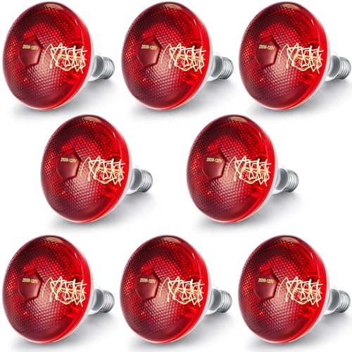 Image of VIHOSE 8 Pack Heat Lamp Bulbs, Red Infrared Bulbs 120 V, 250 Watt