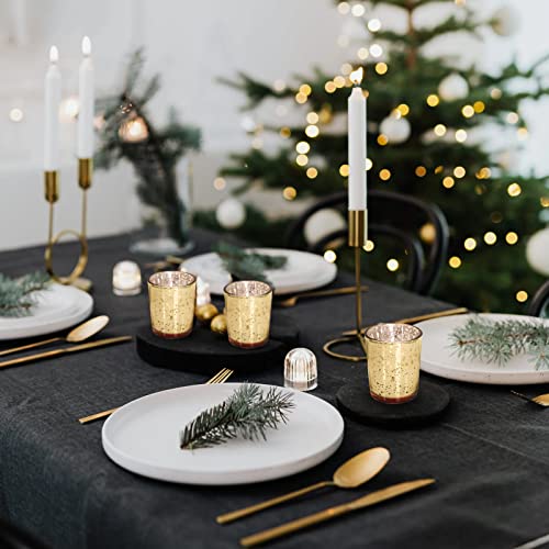 Comrzor Set Of 24 Gold Votive Candle Holders, Glass Tealight Candle Holder, Speckled Mercury Candle Holders Bulk For Wedding Centerpieces,Party Supplies, Birthday Christmas Home Decor, Ideal Gift #TOP4