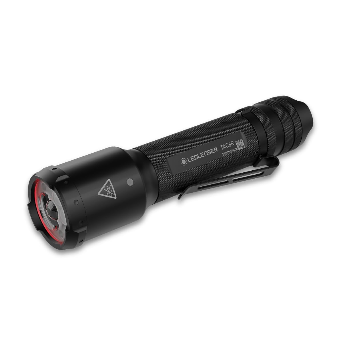 Ledlenser Black Tac6r Tactical Torch Rechargeable, Led 2000Lm, 6 Modes Inc Strobe, Multi-Lens Technology, Up To 370M Beam, Ip68 Waterproof, Usb-C Battery, Inc Belt Pouch For Police, Security, Military