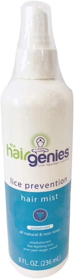 Hair Genies Lice Prevention Hair Mist Spray | Peppermint Scent Repels and Treats Super Lice | Safe and All-Natural for Daily Use by Kids and Adults | 8 Ounce (1 Bottle)