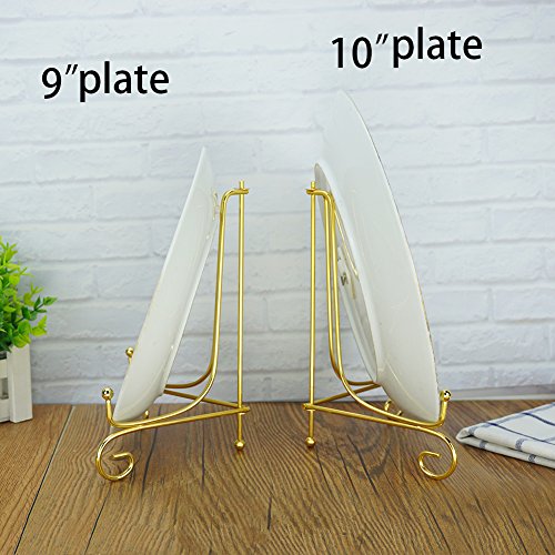 Artliving (2 Pack 8 Inch Iron Display Stand, Gold Iron Easel Plate Display Photo Holder Stand, Displays Picture Frames, Cookbooks, Decorative Plates, Tablets And Art #TOP3