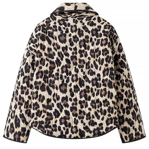 Womens Quilted Jacket Leopard Print Cropped Puffer Jacket Vintage Open Front Short Jacket Coat2
