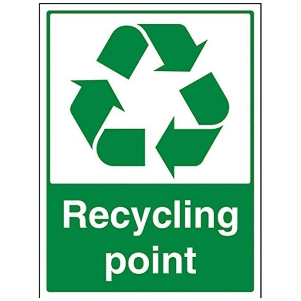 V Safety Recycling Point Sign - 300mm x 400mm - 1mm Rigid Plastic