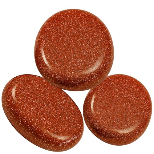 Image of Crystal Heaven Red Goldstone Crystal Palm Pebbles Stones For Anxiety Stress Relief Massage - Aaa Grade Original Healing Gemstone Agate Palm Stone For Yoga Meditation Spiritual Reiki Feng Shui