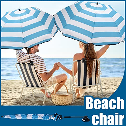 Sadnyy 2 Pcs Beach Chair Umbrella with Universal Adjustable Clamp 38'' Portable Wheelchair Umbrella Clip on Parasol Storage Bag for Beach(Stripe,White, Blue) - Image 4