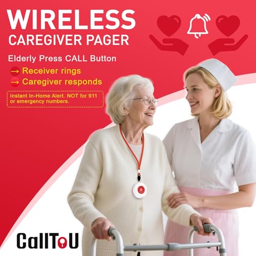 CallToU Caregiver Pager Wireless Call Button Nurse Alert System 500+ Feet for Home/Elderly/Patient/Disabled 1 Plugin Receiver 1 Waterproof Transmitter - Image 3