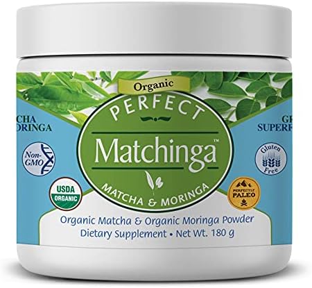 Perfect Supplements – Perfect Matchinga Powder – 180 Grams – Organic Matcha & Organic Moringa Supplement – Green Superfood – Increases Energy