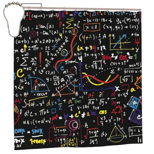 Rideau de douche mathématiques en polyester 183x183cm avec oeillets - 2