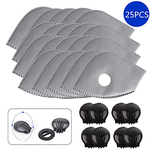 25PCS Five-layer Activated carbon N99 PM2.5,8 PCS valve replacement filter Activated carbon N99 filter for mesh or neoprene