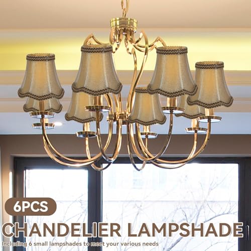 Set of 6 Clip On Lamp Shade Kit Fabric Lampshade E14 Clip Little Upright Candle Chandelier Drop Light Lampshade Candle Lamp Shade for Chandelier Ceiling Light Lampcover Drop Lighshade - Image 6