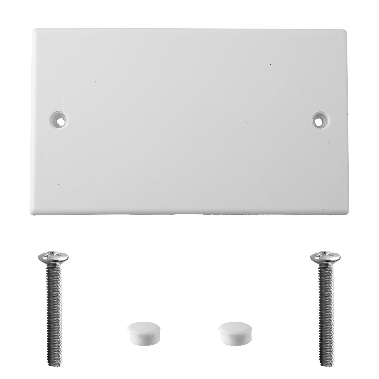 Tabanzhe 1pc Double Blanking Plate Cover 2 Gang Universal White Plug Socket Faceplate Blank Plate with Screws for Electrical Sockets Back Box