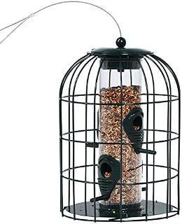 COSTWAY Wild Bird Feeder, Hanging Birds Feeding Station with Metal Cage & Stainless Steel Wire, Bird Seed Feeders for Garden Yard Balcony
