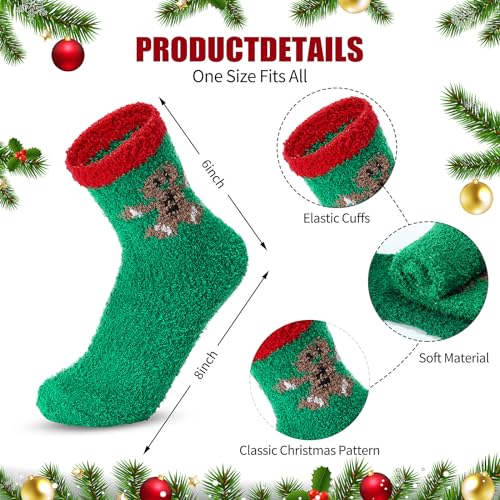 Geyoga 52 Pairs Fuzzy Christmas Socks for Women Girls - Xmas Crew Winter Warm Slipper Socks - Holiday Novelty Gift2