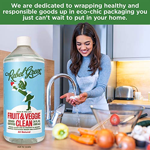 Rebel Green Fruit and Veggie Wash, Natural Fruit and Vegetable Produce Cleaner, 34 Ounce Refill - Thumbnail 2