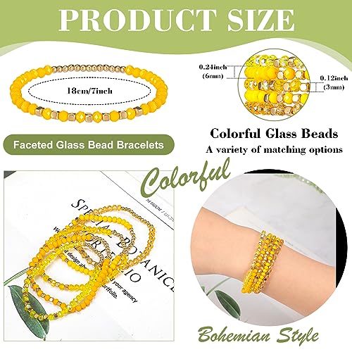 Kigeli 60 Pcs Bohemian Beaded Bracelets Stackable Multi Layer Statement Sparkly Bulk Boho Crystal Stretchy Bracelet Set for Women Jewelry Gifts2