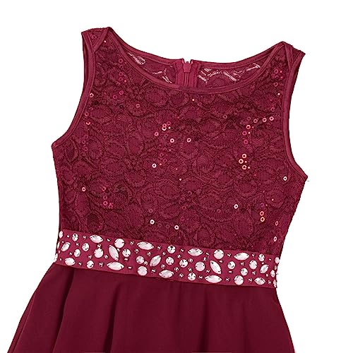 Flower Girl Sequin Lace Chiffon Sleeveless Wedding Party Dresses Bridesmaid Birthday Pageant Ball Gown3