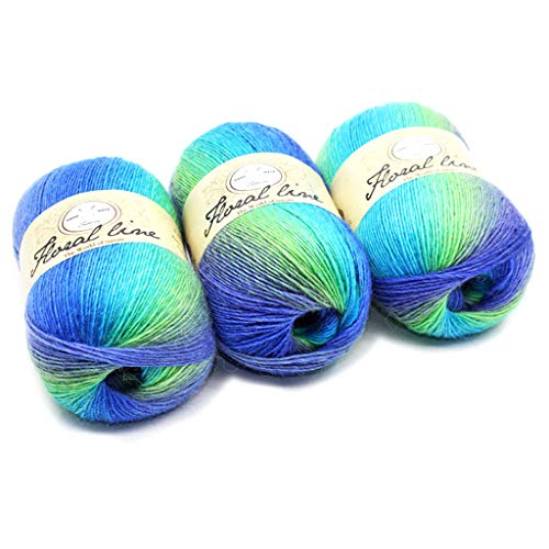 Shoresu Wool Yarn Thread, Soft Worsted Yarn Rainbow Gradient Colors DIY Baby Knitting Wool Shawl Scarf Crochet Thread Supplies - 11#