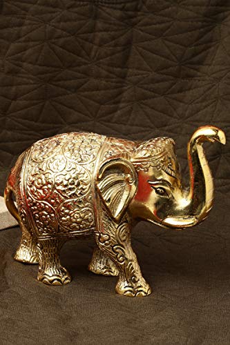 DreamKraft Metal Elephant for Home DÃ©cor and Showpiece (14x8x5 cm,Gold Plated)
