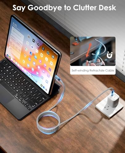 Image of Magnetic Coiled Type A - Type L [MFi-Certified] MagCable compatible with iPhone, iPad and Airpod, 65W / 3.1A Magnetic OMagCable, PD Technology, QC 3.0 Quick Charging - 1.2 meter , Type A - L , Black