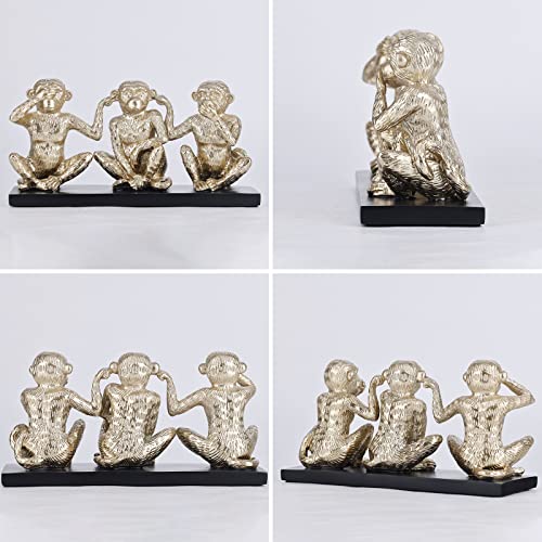 Dovdov 3 Monkey Statues And Sculptures, Gold Resin Statue, Home Decor Large Monkey Statue For Men's Office, Living Room, Entrance, Shelf, Decorative Accents #TOP5