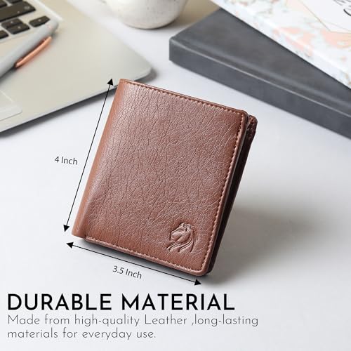 Image of VEMILIO Mens Wallet Belt Combo | Vegan Leather Bi-Fold Wallet with Coin Pocket & Reversible Belt | Gift Combo Set for Men & Boys (Tan)