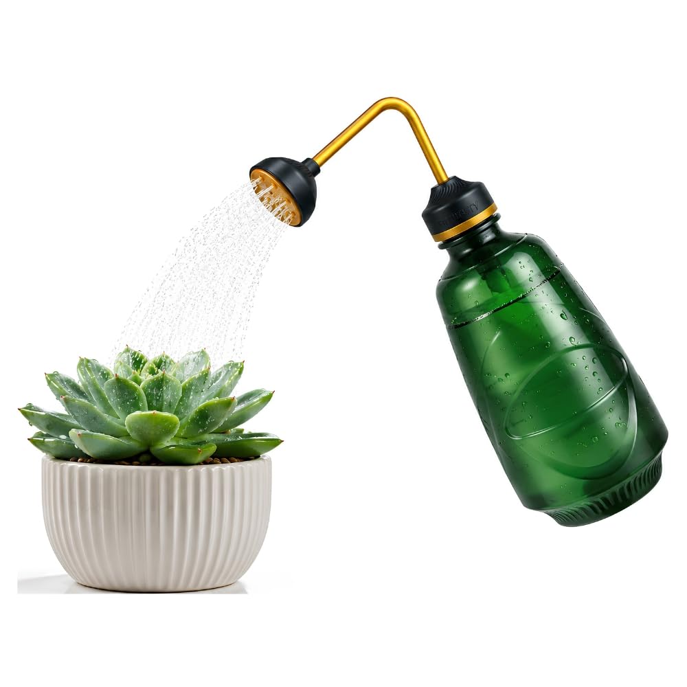 Watering Can for Indoor Plants & Succulents 450ML, 2-in-1 Watering Can for Seedlings Bottle with Bend Mouth, Plastic Succulent & Flower Watering Bottle for Indoor, Garden & Home Plants (Green)