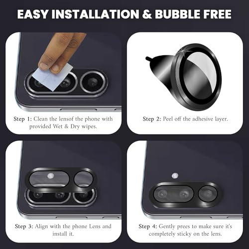 Image of ArmourPro Camera Lens Tempered Glass for Samsung Galaxy M36 Tough HD Individual Aluminum Alloy Rings 9H Camera Cover, Scratch-Resistant,Camera Lens Protection| Black, 1 Pack